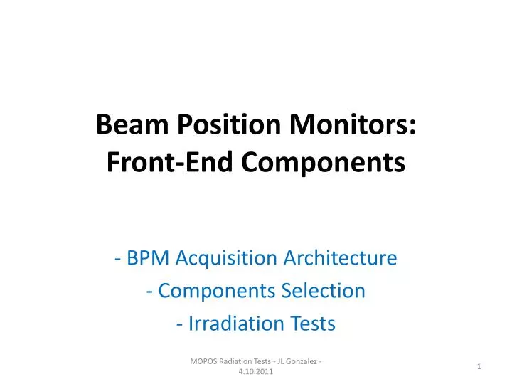 beam position monitors front end components