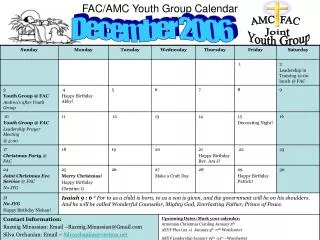 FAC/AMC Youth Group Calendar