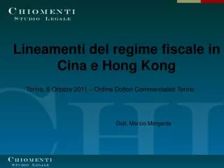 lineamenti del regime fiscale in cina e hong kong