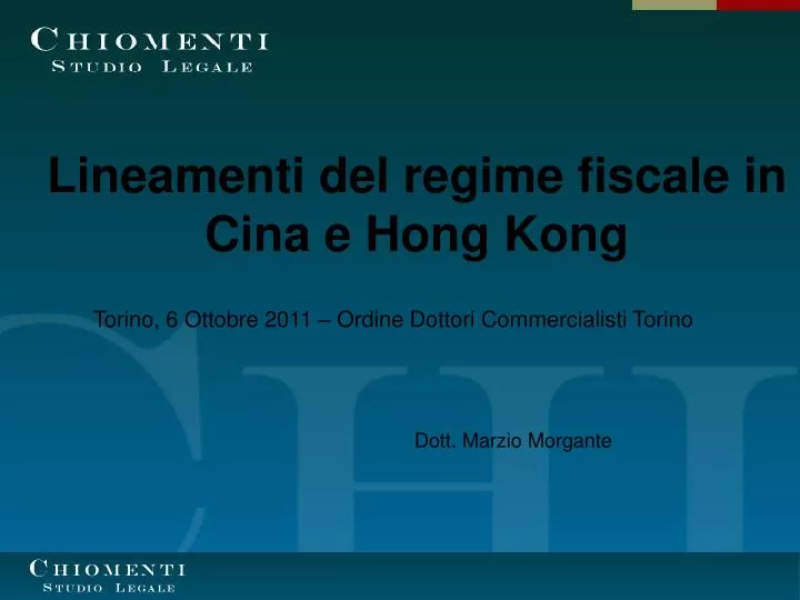 lineamenti del regime fiscale in cina e hong kong