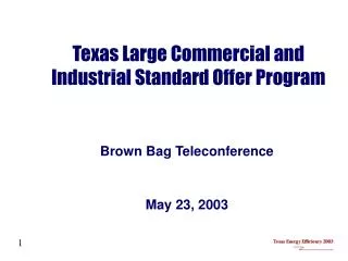 Texas Large Commercial and Industrial Standard Offer Program