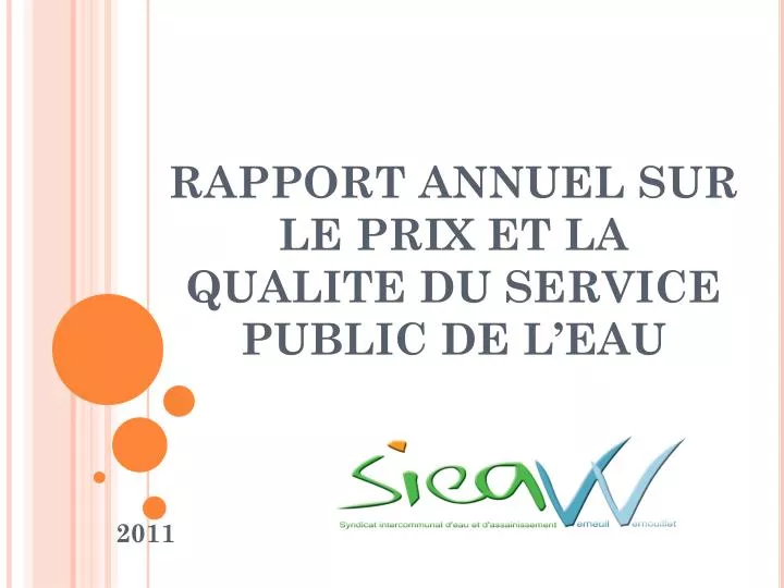 rapport annuel sur le prix et la qualite du service public de l eau
