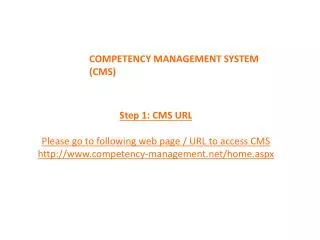 COMPETENCY MANAGEMENT SYSTEM (CMS)