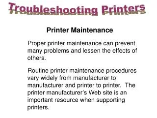 Troubleshooting Printers