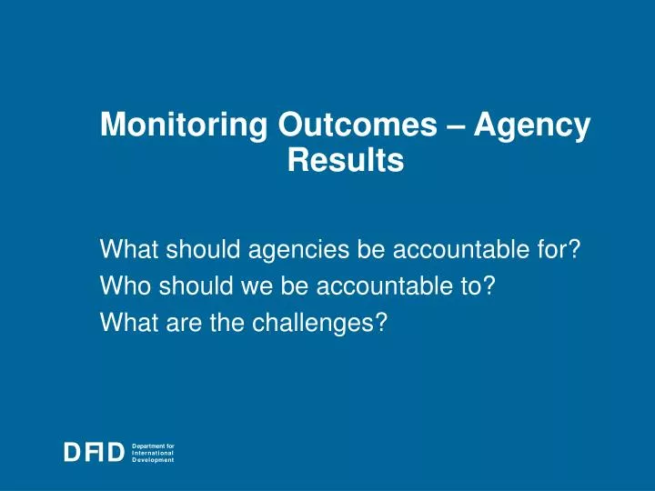 monitoring outcomes agency results