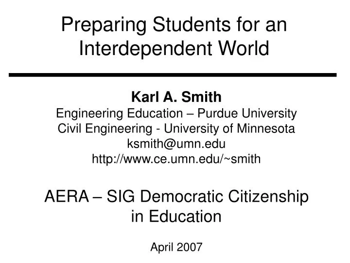 preparing students for an interdependent world