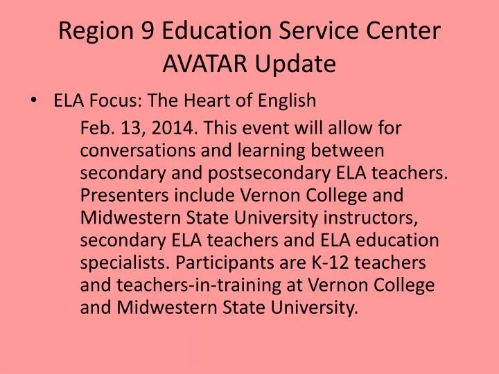 region 9 education service center avatar update