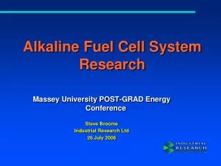Alkaline Fuel Cell System Research