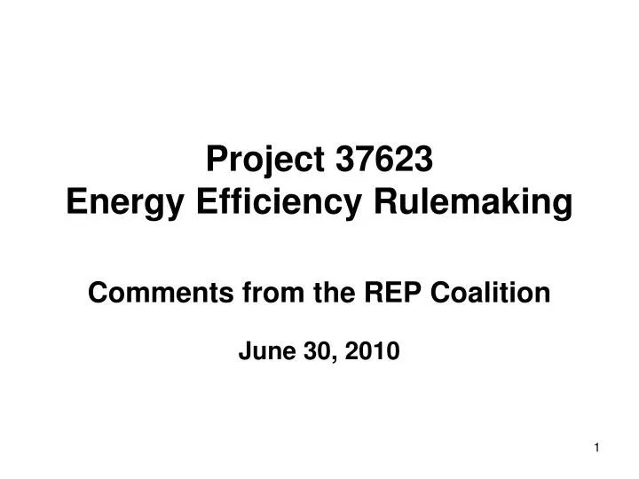 project 37623 energy efficiency rulemaking