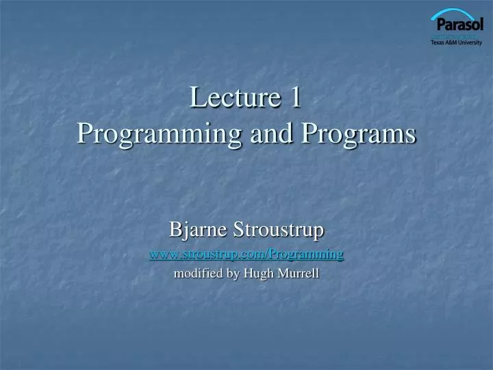 lecture 1 programming and programs