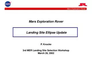 Mars Exploration Rover Landing Site Ellipse Update