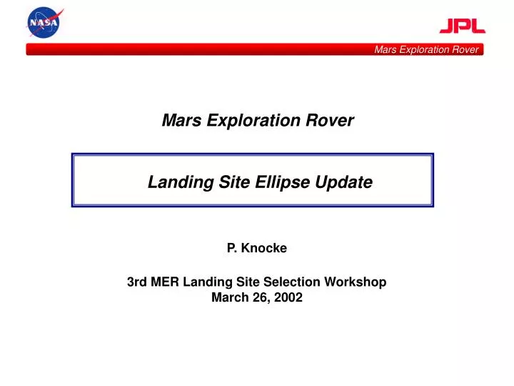 mars exploration rover landing site ellipse update