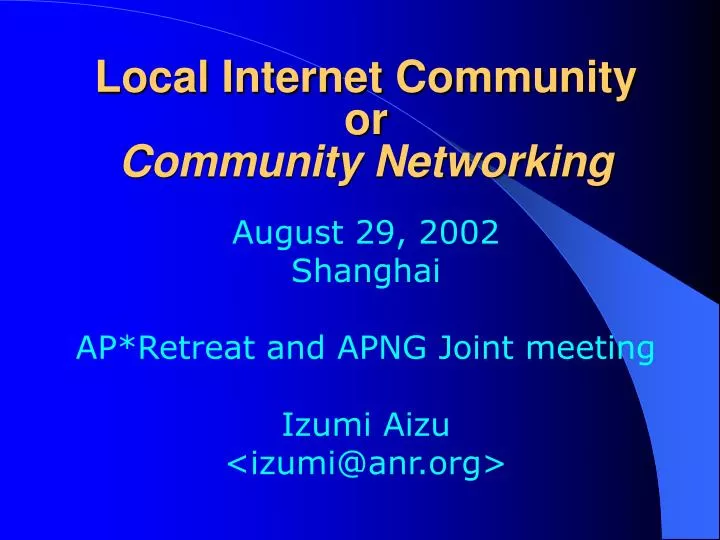 local internet community or community networking