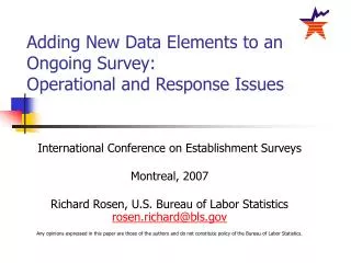 International Conference on Establishment Surveys Montreal, 2007