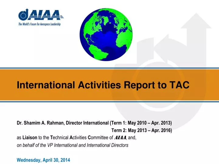 international activities report to tac