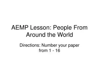 AEMP Lesson: People From Around the World