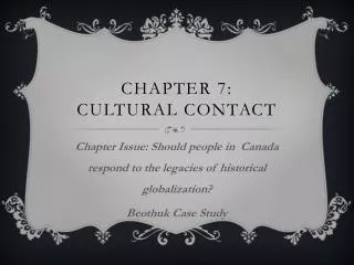 CHAPTER 7: Cultural contact