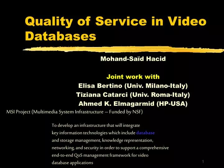 quality of service in video databases