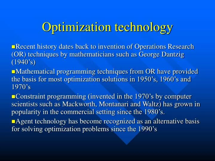optimization technology