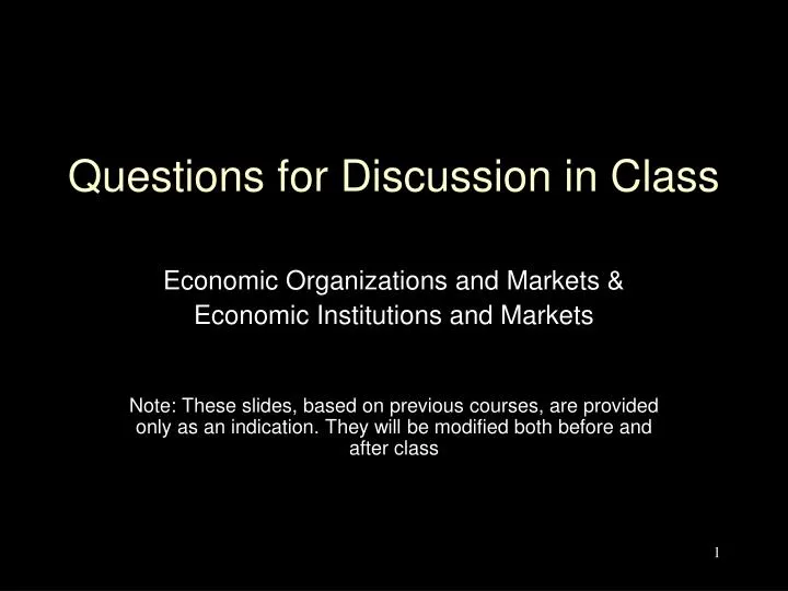 questions for discussion in class