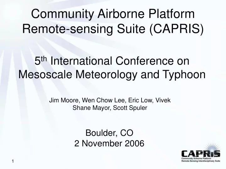 community airborne platform remote sensing suite capris