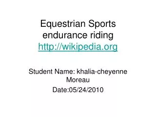 Equestrian Sports endurance riding wikipedia