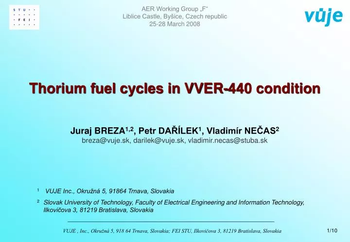 thorium fuel cycles in vver 440 conditio n