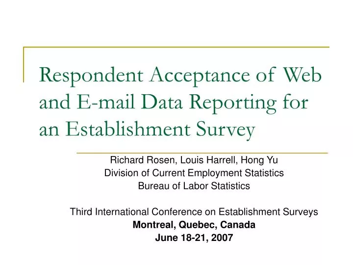 respondent acceptance of web and e mail data reporting for an establishment survey