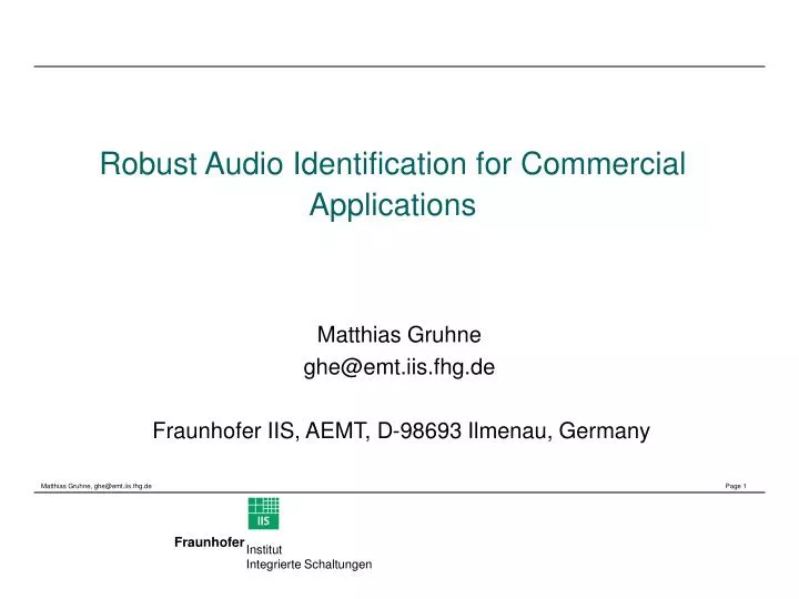 robust audio identification for commercial applications