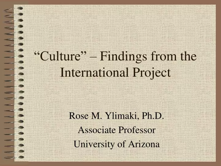 culture findings from the international project