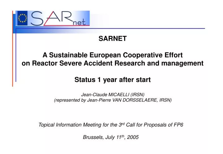 topical information meeting for the 3 rd call for proposals of fp6 brussels july 11 th 2005