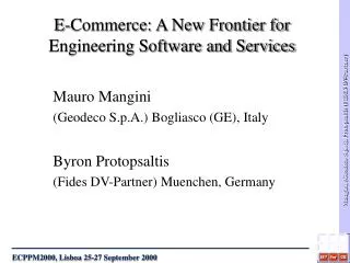 E-Commerce: A New Frontier for Engineering Software and Services