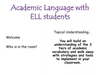 Academic Language with ELL students