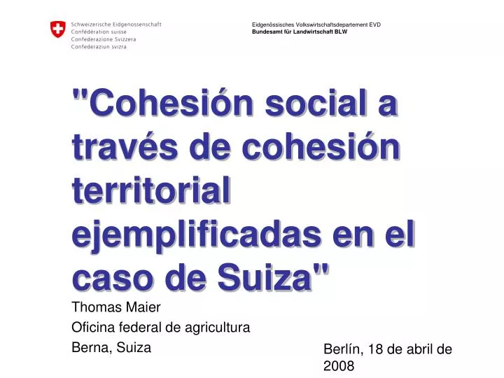 cohesi n social a trav s de cohesi n territorial ejemplificadas en el caso de suiza