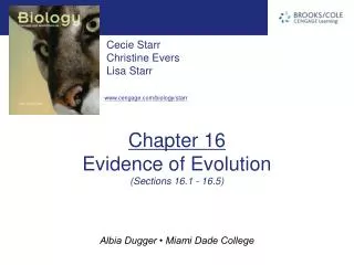 Chapter 16 Evidence of Evolution (Sections 16.1 - 16.5)