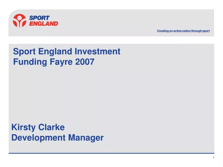 sport england investment funding fayre 2007