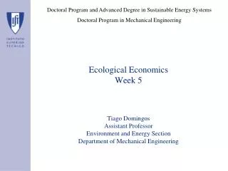 Ecological Economics Week 5