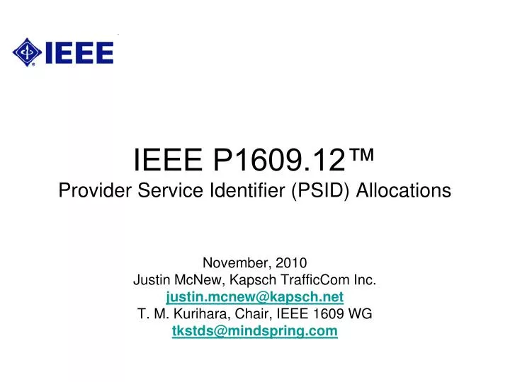 ieee p1609 12 provider service identifier psid allocations