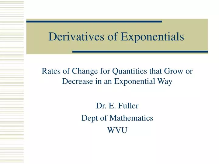 derivatives of exponentials
