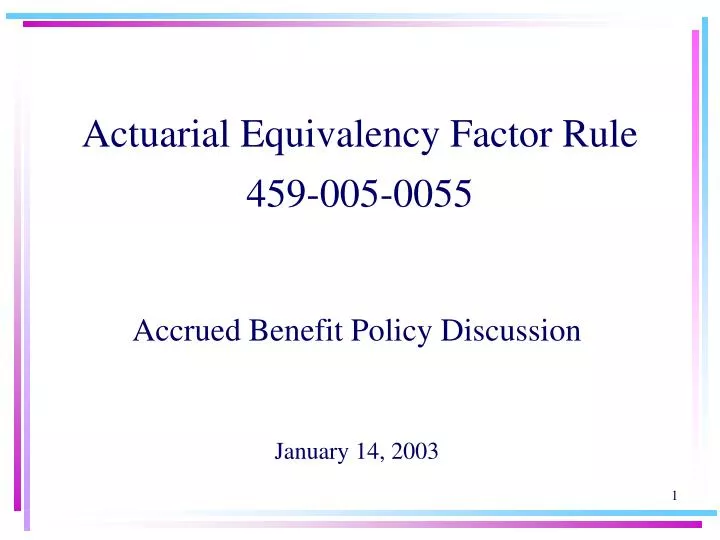 actuarial equivalency factor rule 459 005 0055