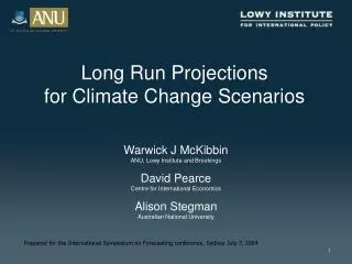 Long Run Projections for Climate Change Scenarios