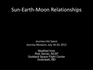 Sun-Earth-Moon Relationships