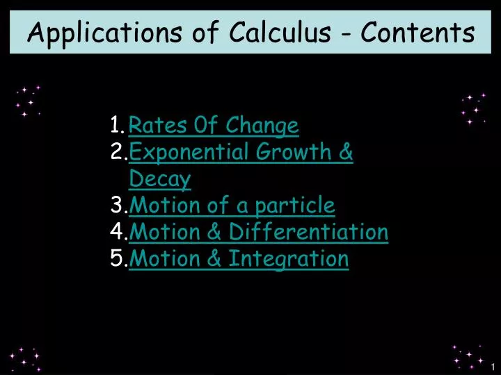 applications of calculus contents
