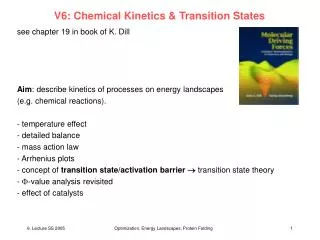 V6: Chemical Kinetics &amp; Transition States