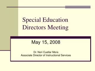 Special Education Directors Meeting