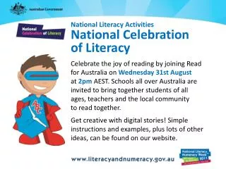 National Literacy Activities National Celebration of Literacy