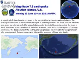 Magnitude 7.9 earthquake Aleutian Islands, U.S.