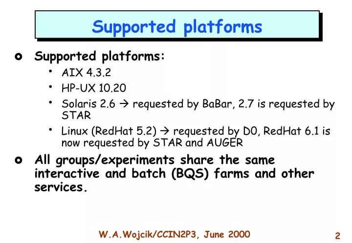 supported platforms