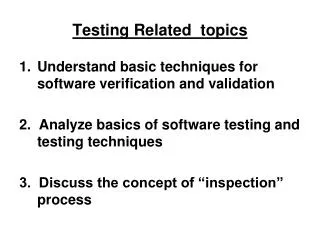 Testing Related topics