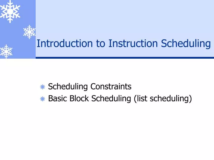introduction to instruction scheduling